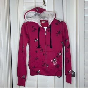 NWT PINK VOLCOM Hoodie Size XS Fuzzy Hood
